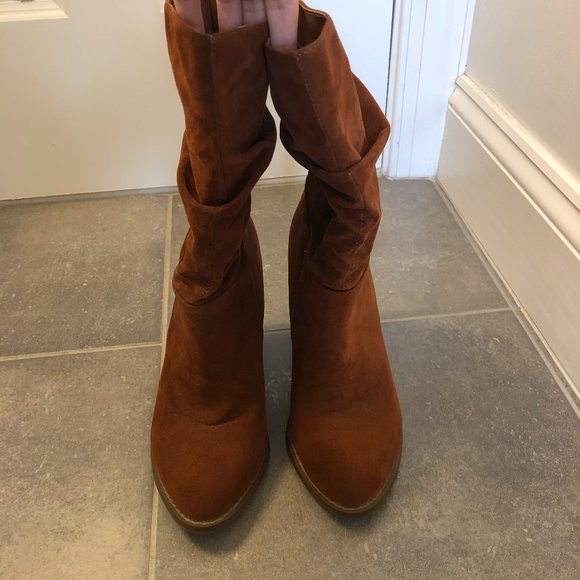 Chase & Chloe tan rust color block heel boots 7.5 - Picture 4 of 16